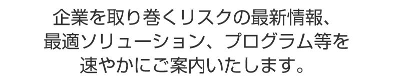 企業を取り巻くリスクの最新情報、最適ソリューション、プログラム等を速やかにご案内いたします。